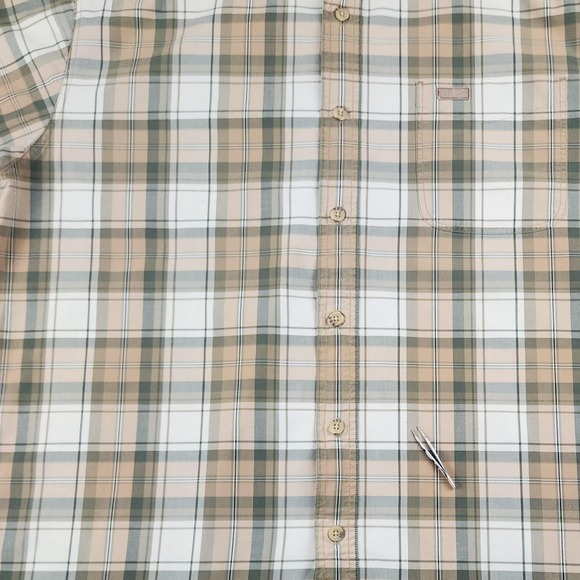 Carhartt Shirt Mens Large Brown Green Plaid Short Sleeve Button Down Workwear - Picture 6 of 16
